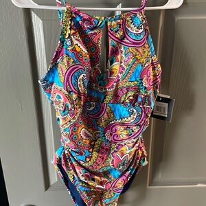Bright colorful one piece swimsuit